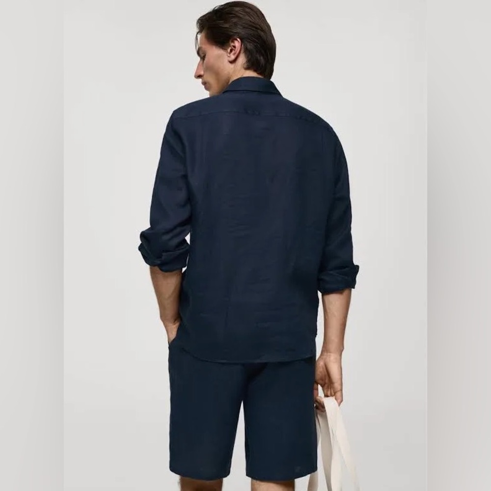 MANGO Men's Classic Fit Linen Shirt